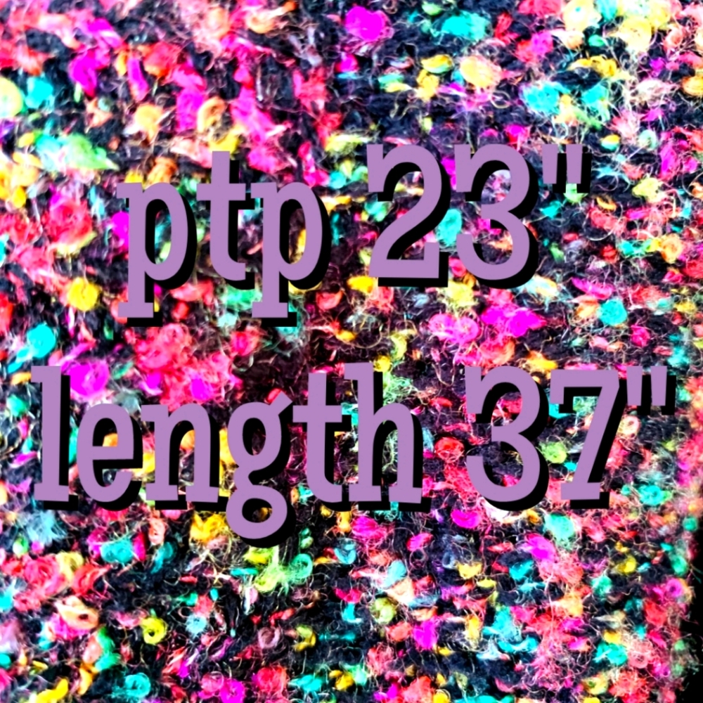 Vtg 80s rainbow knit sweater long cardigan - Picture 9 of 9